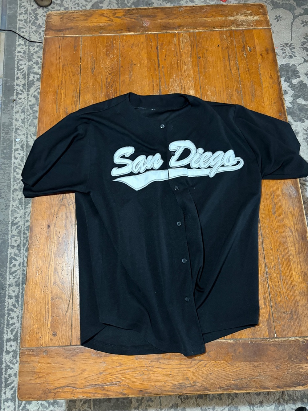 San Diego Script Baseball Jersey Shirt - Black/White